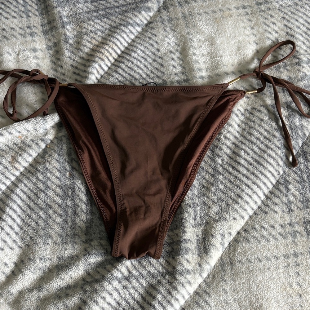 Brown Tie-Side Bikini Bottom